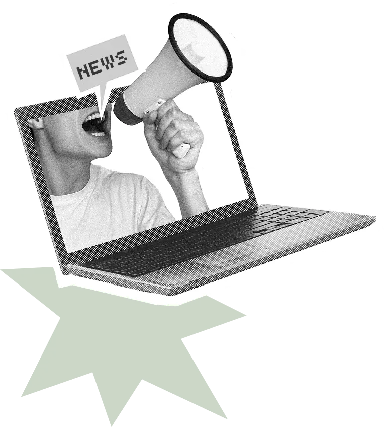 Nethinks Laptop mit News Sprechblase