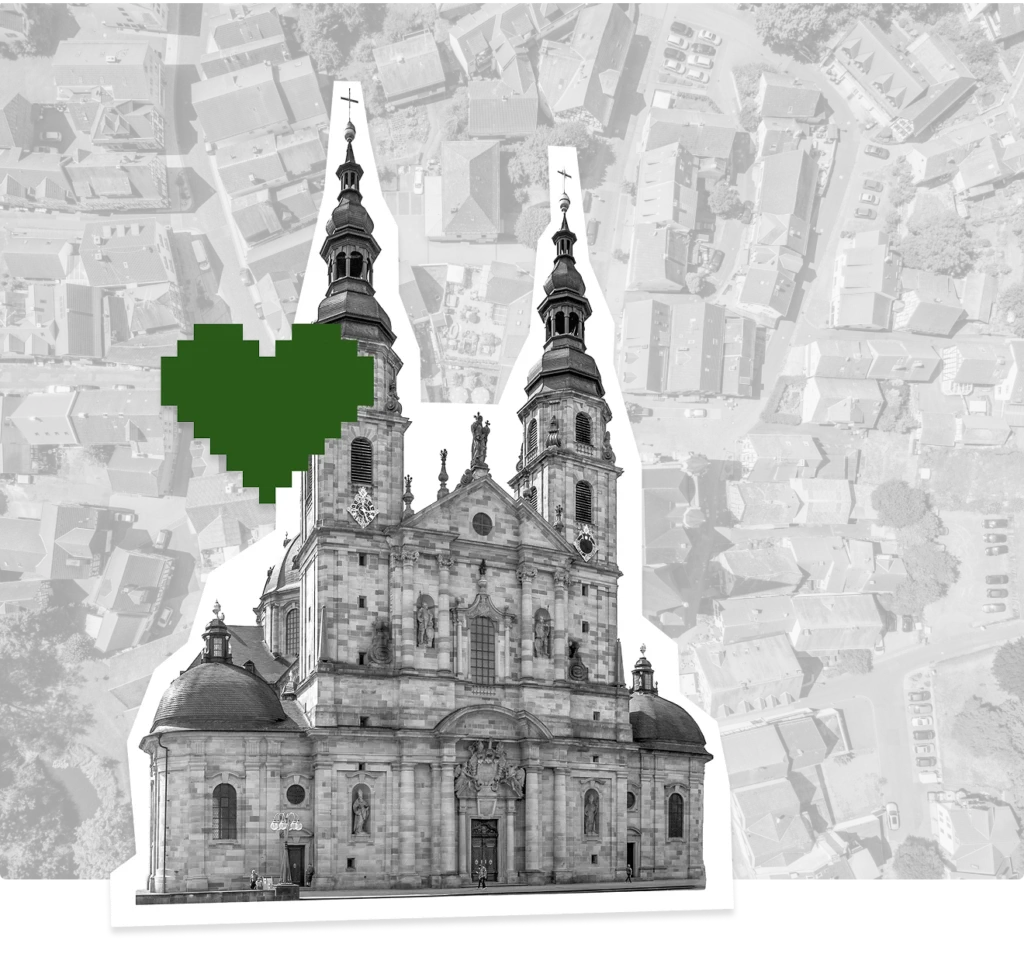 Fuldaer Dom in schwarz weiß