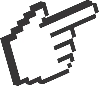 Pixelated white hand pointer pointing to the right, indicating a clickable area.